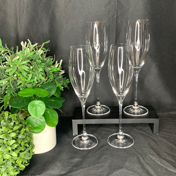 Set of 4 Villeroy & Boch 10 3/4” crystal champagne flutes / glasses - Picture 1 of 9